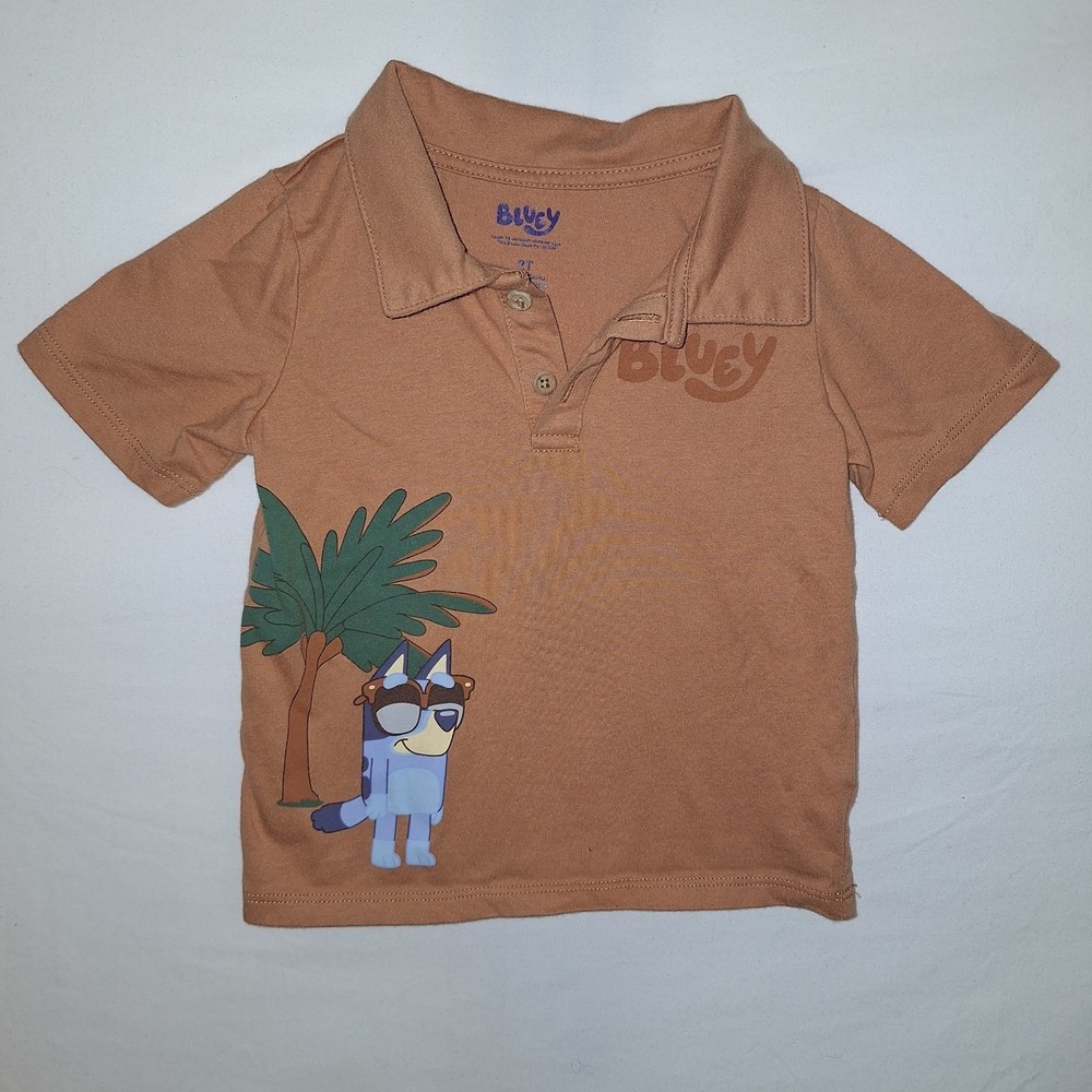 Bluey Toddler Boys Short Sleeve Polo Shirt Size 2T Kidcore Cartoon Aesthetic